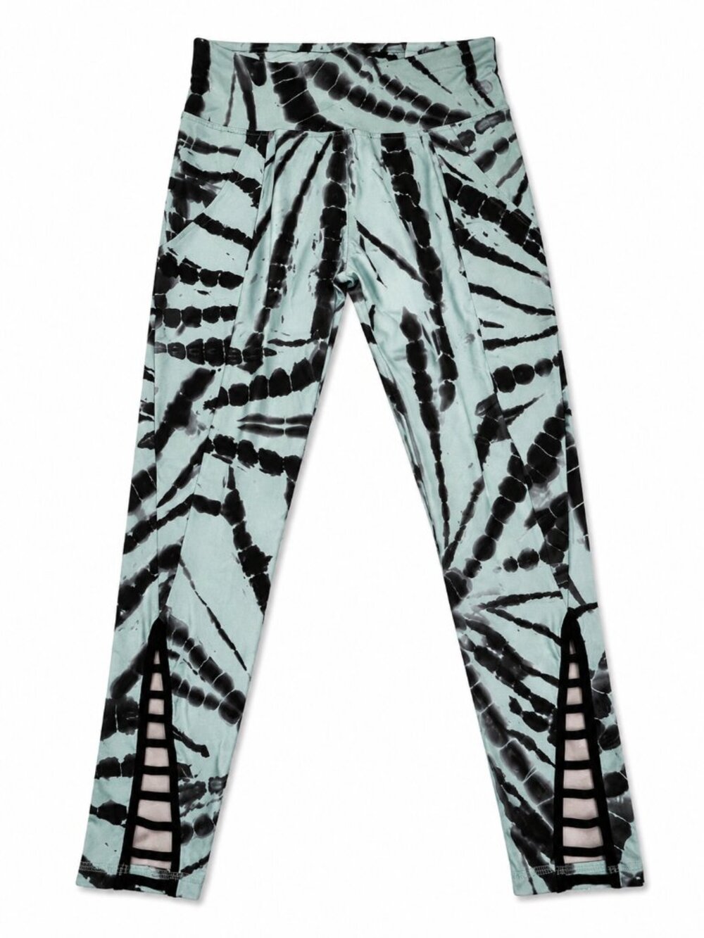 Girls L 12/14 Justice Aqua and Black Tie-Dye Leggings NWT